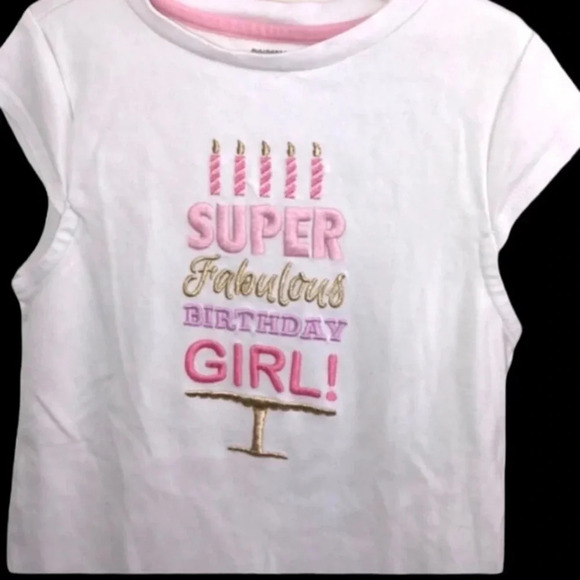 GYMBOREE EUC GIRLS TSHIRT BIRTHDAY TOP SHIRT SUMMER CASUAL WHITE PINK SIZE 7 - Picture 1 of 4